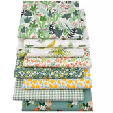 CraftsFabrics 8pcs 40cmx50cm Green Floral Cotton Fat Quarters Bundle